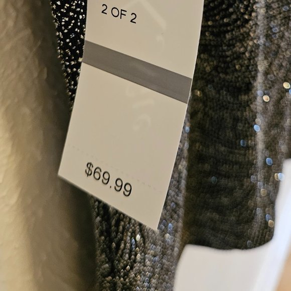 Glitter V-Neck Sleeveless Black & Silver Top and Jacket Set NWT (new w/tags) - Picture 6 of 7